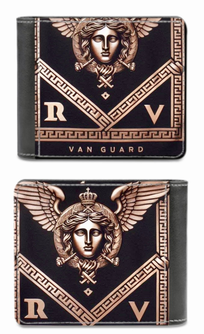 Custom Leather Wallets For Men, Double Sided Print (Black)