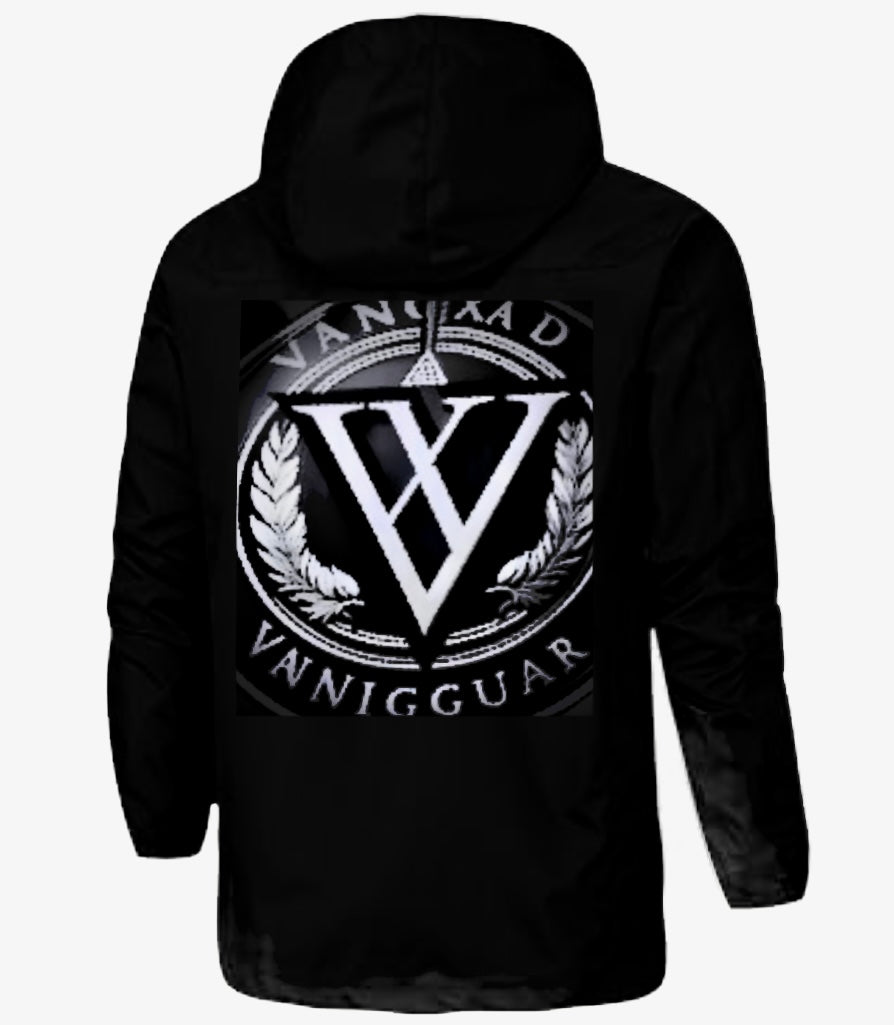 Custom Waterproof Windbreaker Jacket Hooded Raincoat (Black)