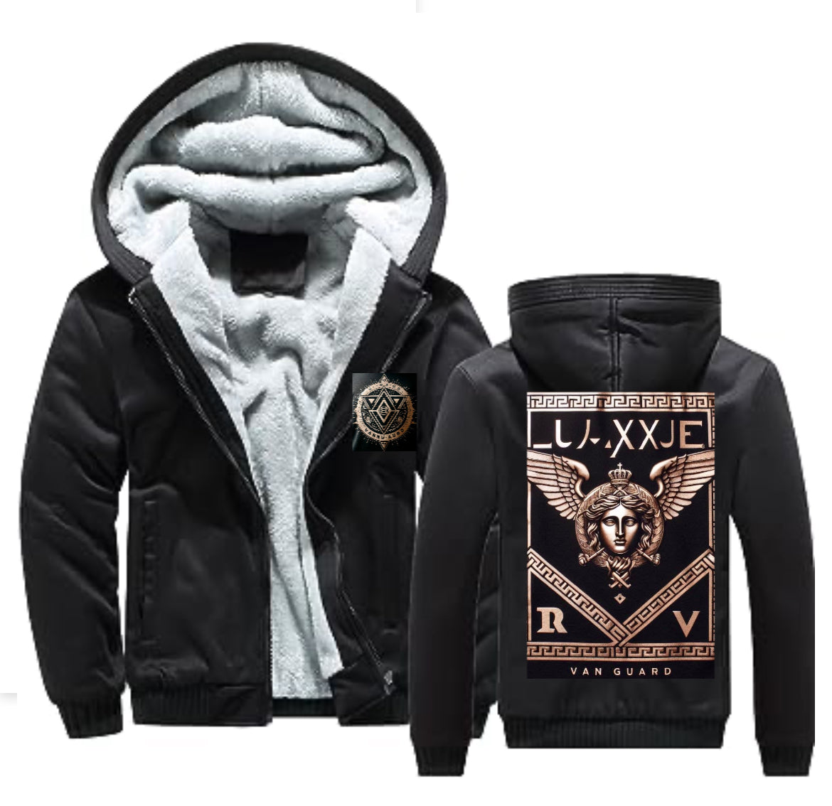 Hoodies for Men/Women Personalized Jacket and Sweatshirt Fleece Full Zip Winter Coat (Black)