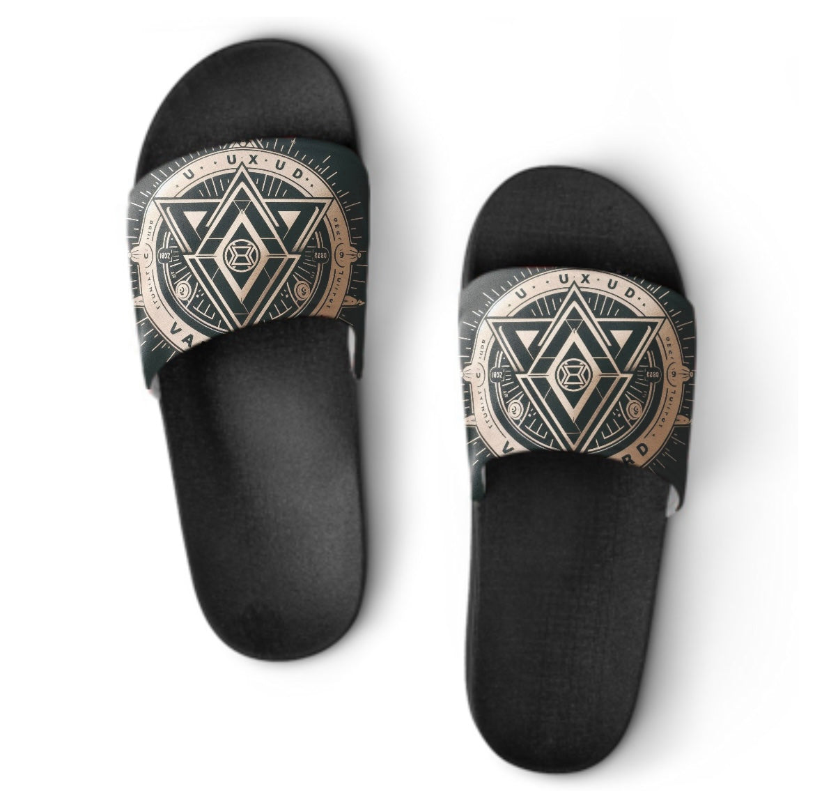 Women and Men, Personalized Slippers, Custom Slides Sandals (Black)