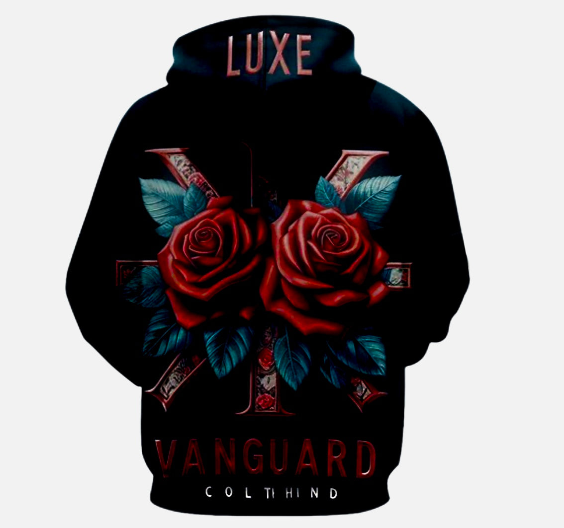 Custom Hoodies 3D Print Rose Hoodie with Pocket for Men and Women