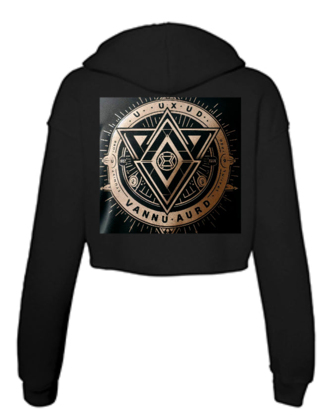 Custom Women's Casual Long Sleeve Pullover Crop Tops Hoodies - Front/Back Print (Black)