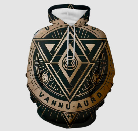 Custom Hoodies 3D Print VannU Hoodie with Pocket for Men and Women Pullover Hoodies (Black)