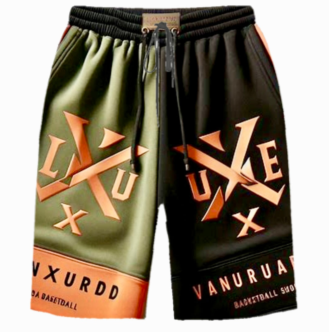 Custom Olive Green & Black Shorts and T Shirt