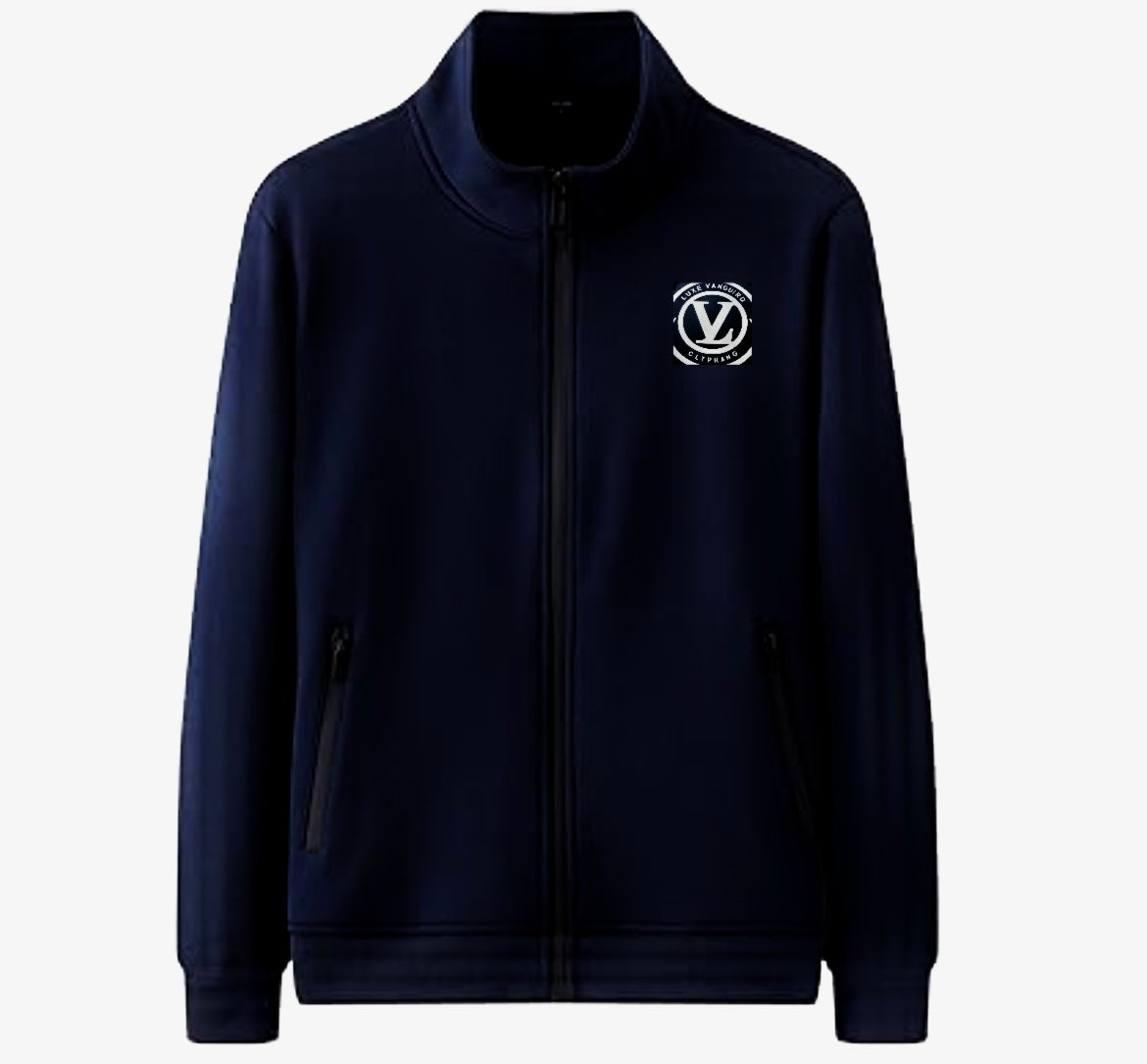 Custom Navy Blue Sweatshirt Jacket Women Full Zip Up Fleece Sweater
