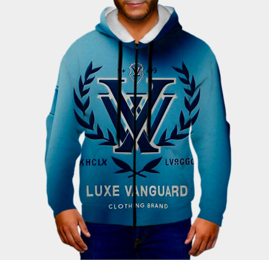 Custom Blue Hoodie Unisex Custom 3D Printed Jacket Hoodie