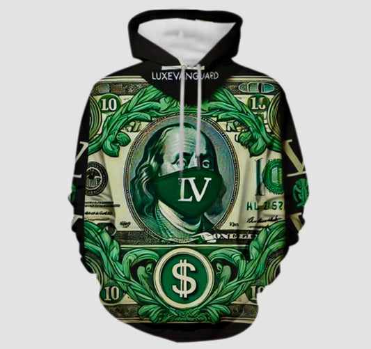 Custom Money Green Hoodies 3D Print hoodie with Pocket for Men and Women