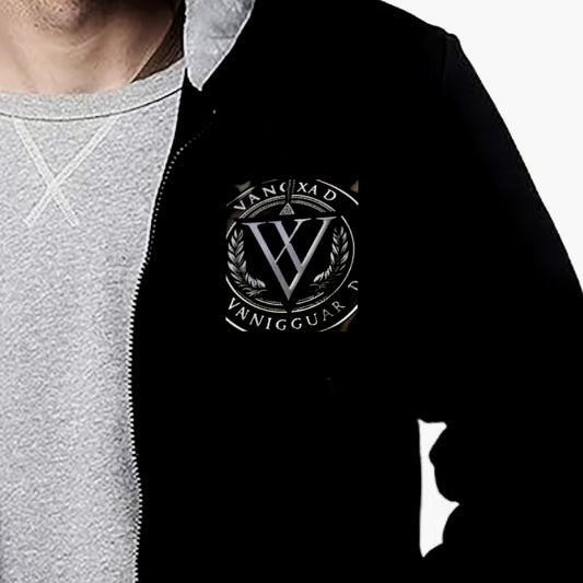 Custom Fleece Hooded Jacket Thick Winter Warm Zip Up Hoodie (Black)