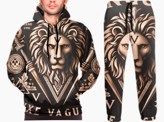 Custom Track Suit Hoodie Sweatshirt Pullover Long Sleeve And Sweatpants (Black)
