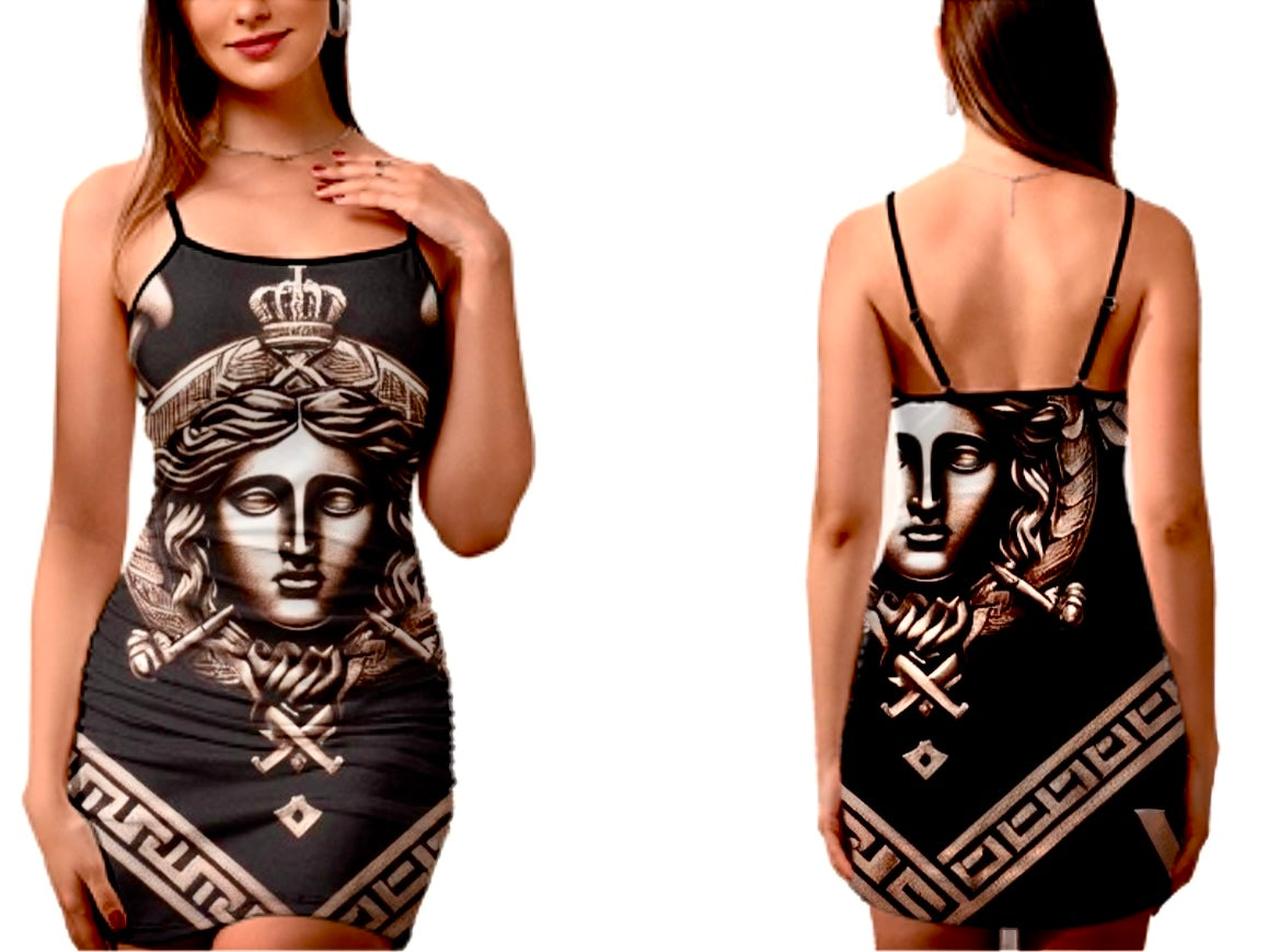 Custom Women's Dresses, Personalized Sling Dress for Outdoor Activity Party (Black)