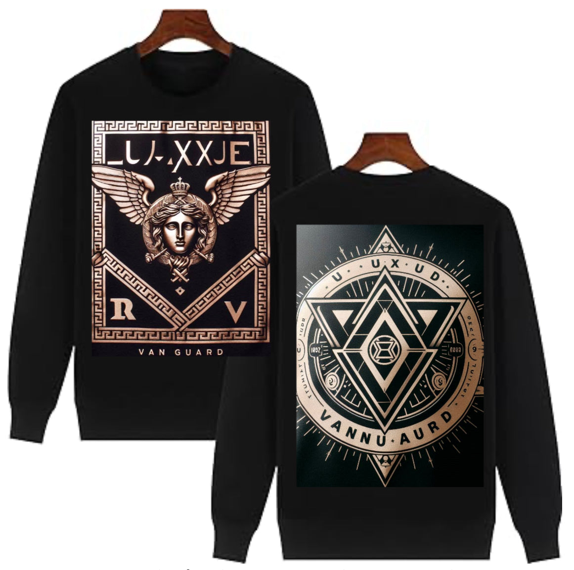 Custom Sweatshirt for Men and Women Crewneck Personalized Long Sleeve Black T Design By LuxeVanguard Cotton