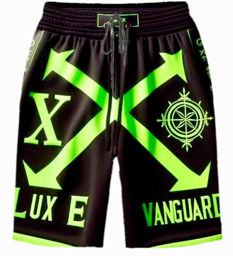 Custom Neon Green & Black Shorts and Shirts