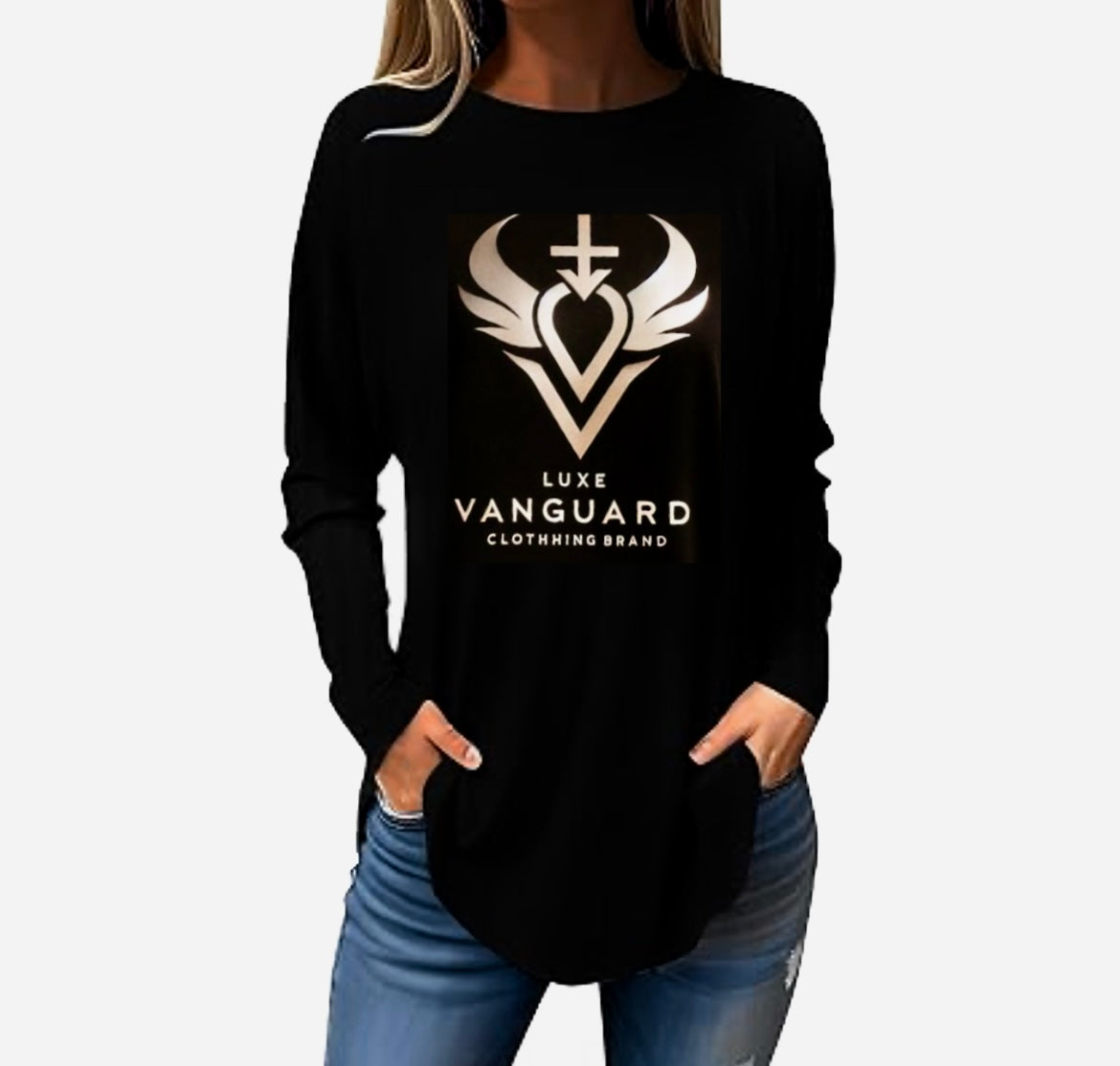 Women Custom Shirts Long Sleeve T Shirts Loose Round Neck Tunic